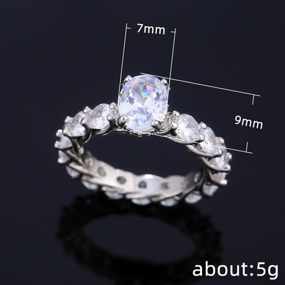 💎 Shiny Circle Zircon Filled Bling Oval BeautifulWedding Rings for Women, … - Picture 3 of 7